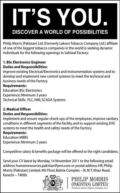Philip Morris (Pakistan) Limited Career Opportunities