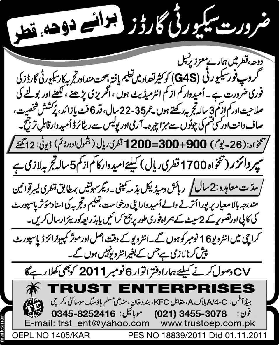 Security Guards Required for Duha Qatar