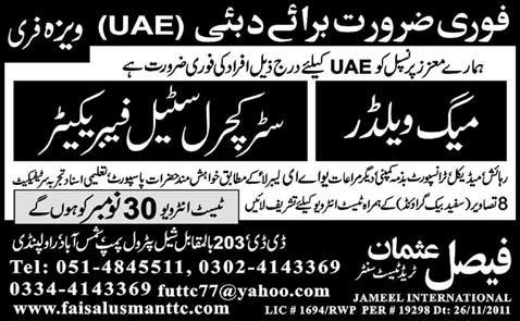 Welder and Fabricator Required for Dubai UAE