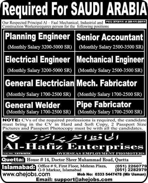 Engineering and Accounts Jobs in Saudi Arabia