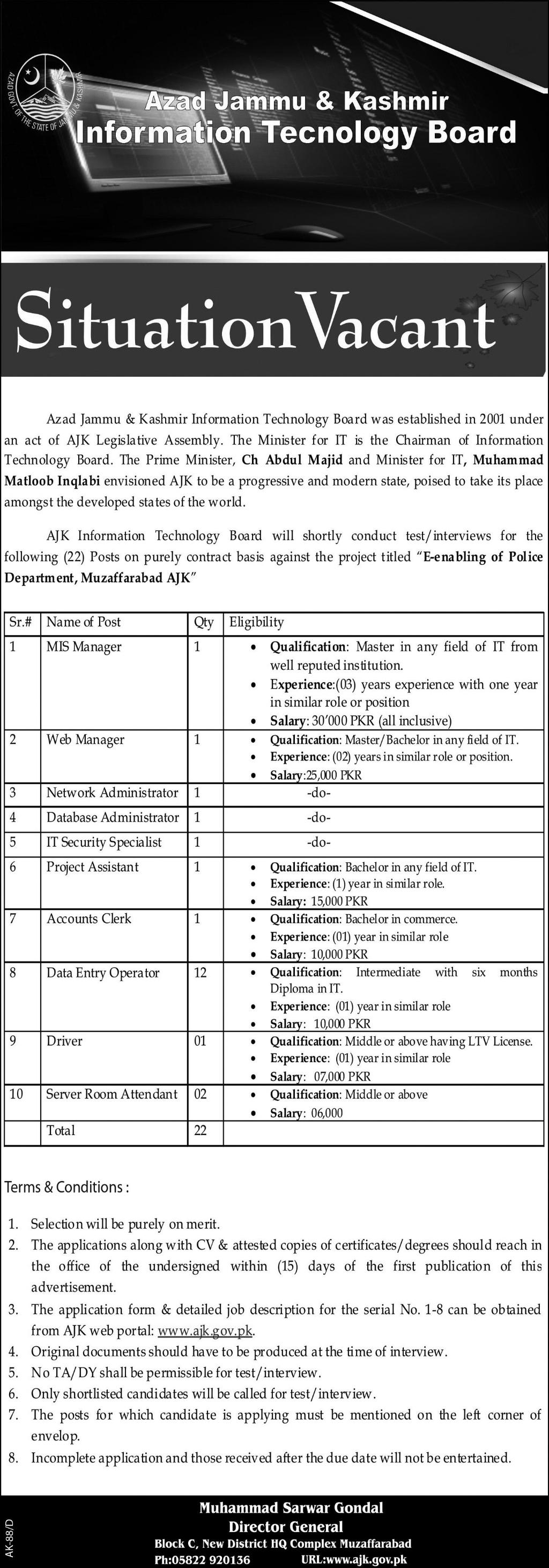 Azad Jammu & Kashmir Information Technology Board Jobs Opportunities