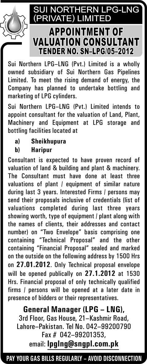 Sui Northern LPG-LNG Private Limited Required Consultant
