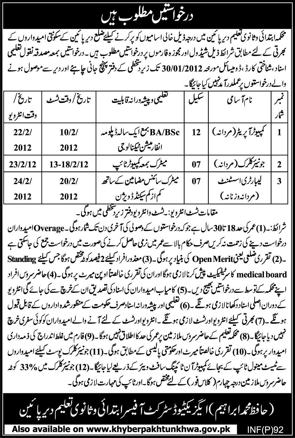 Department of Primary and Secondary Education Dir Jobs Opportunity