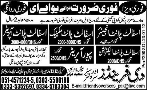 Asphalt Technician and Mechanic Required for UAE
