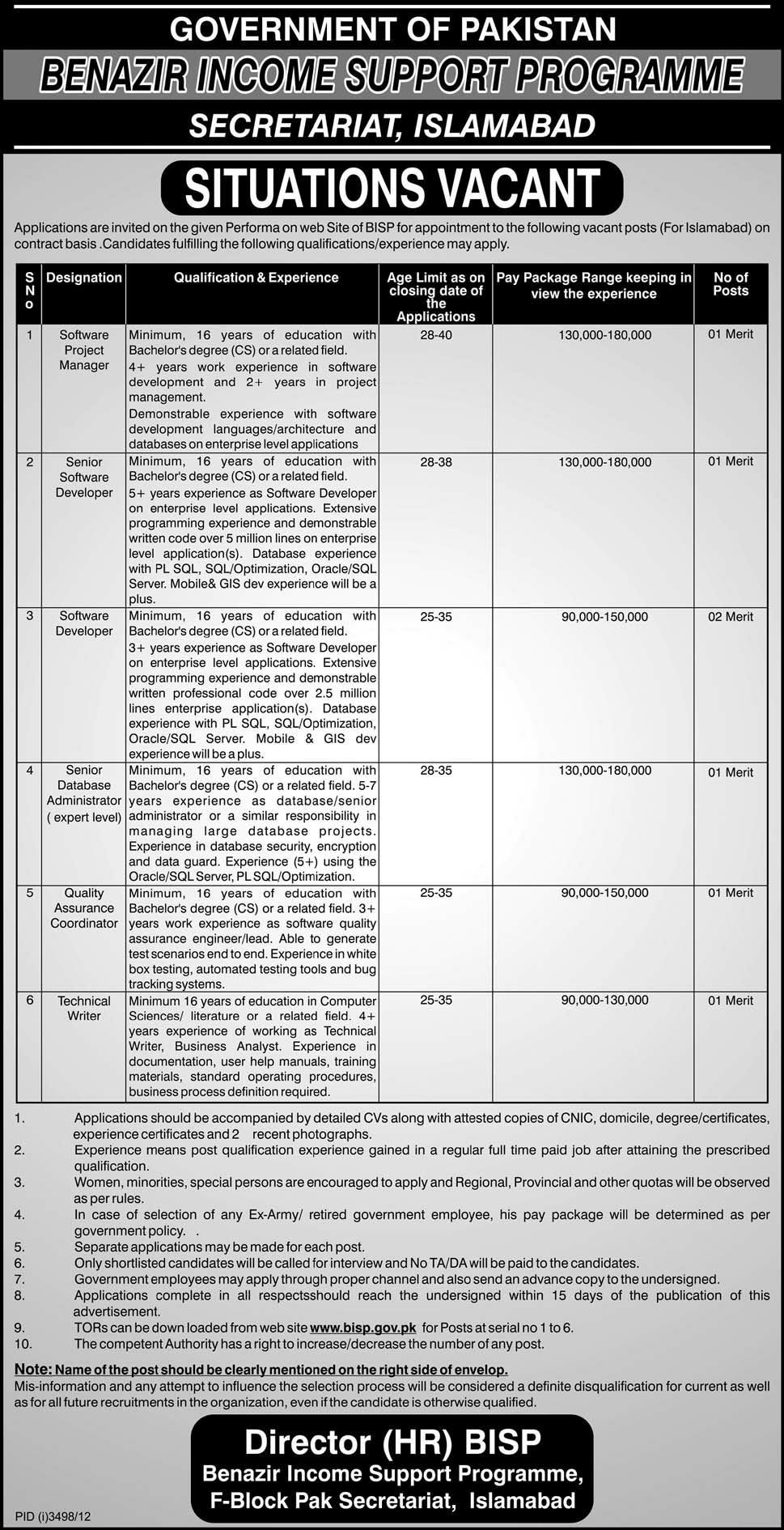 Benazir Income Support Programme Jobs Opportunity