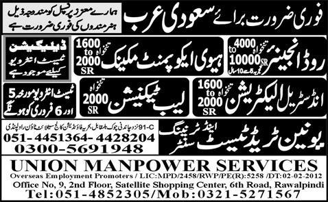 Mechanic and Technicians Required for Saudi Arabia