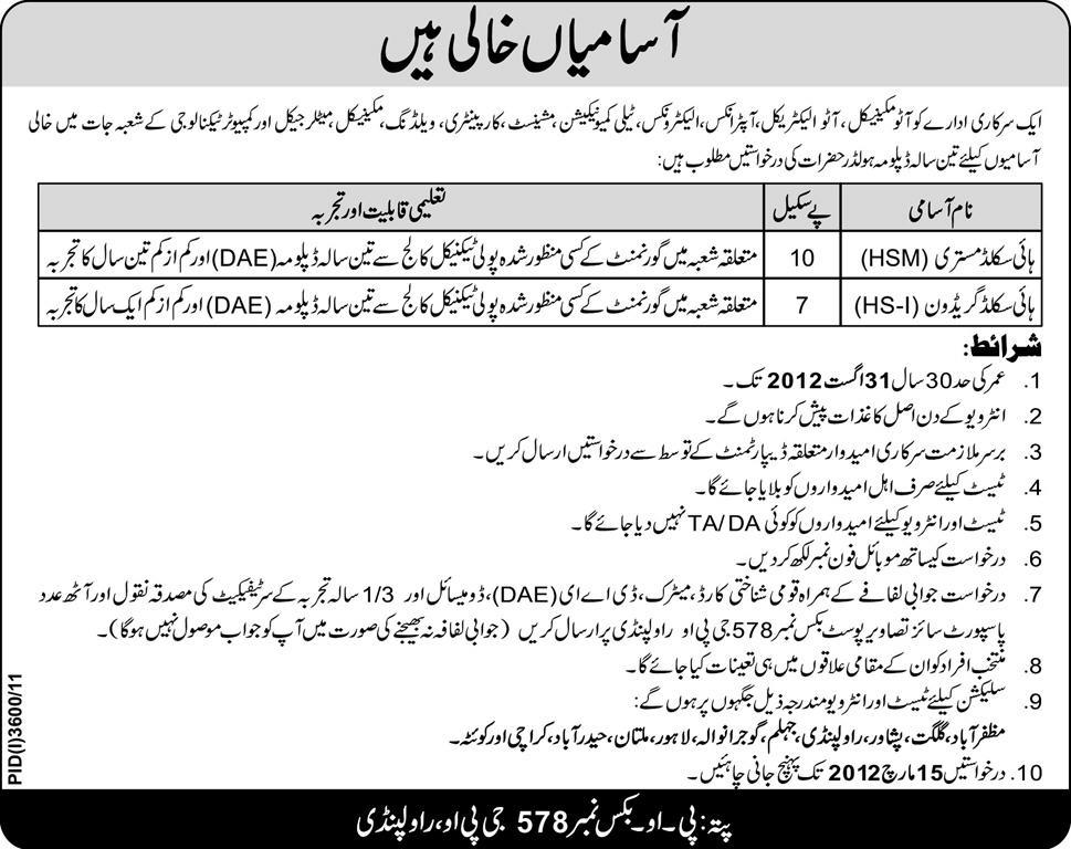 Government Sector Organization Required Staff
