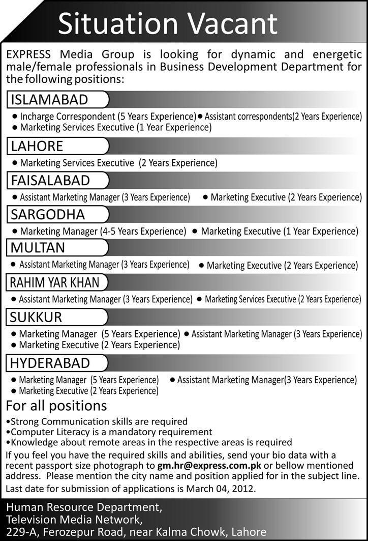 Express Media Group Required Staff