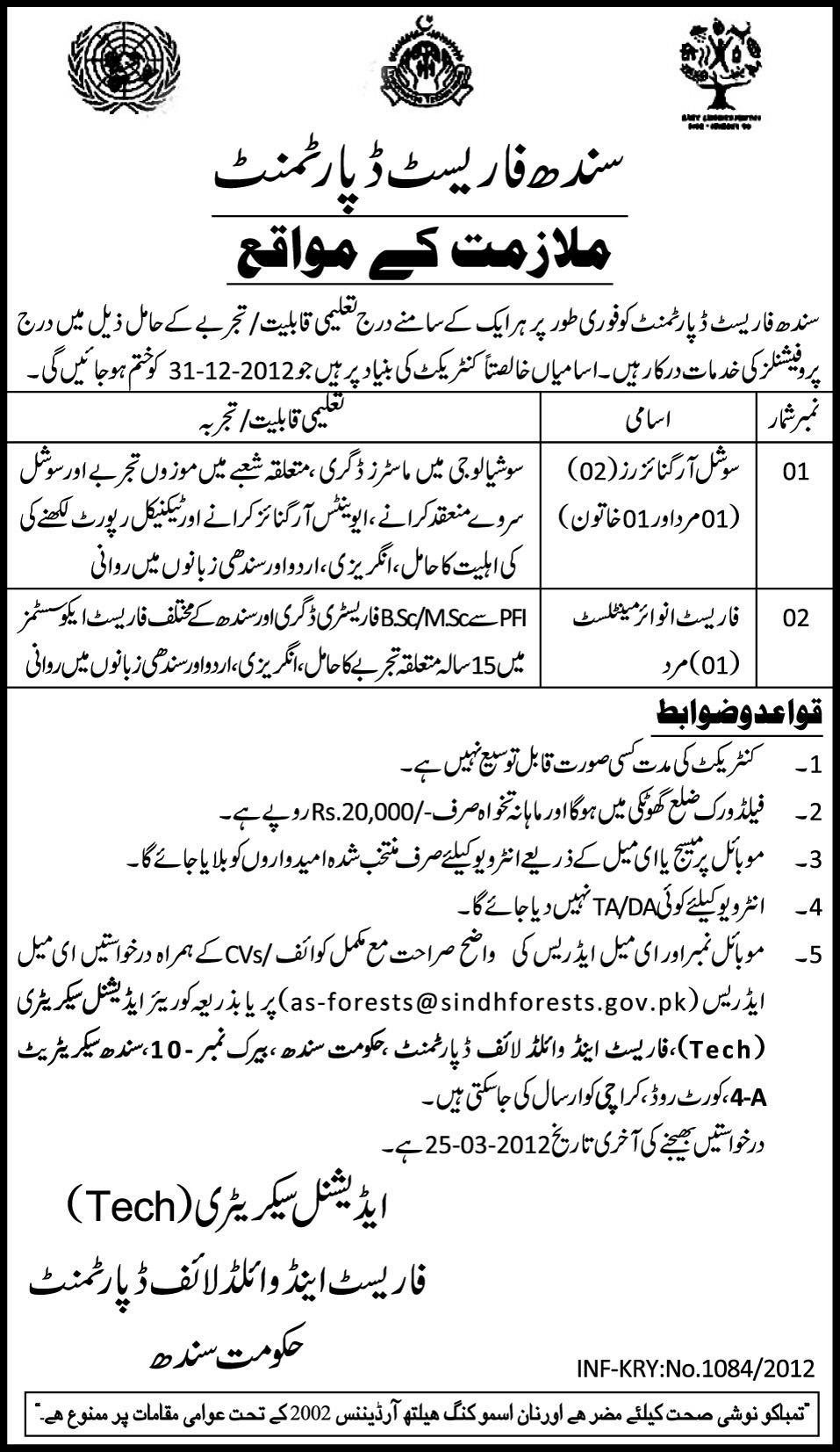Sindh Forests Department (Govt) Jobs
