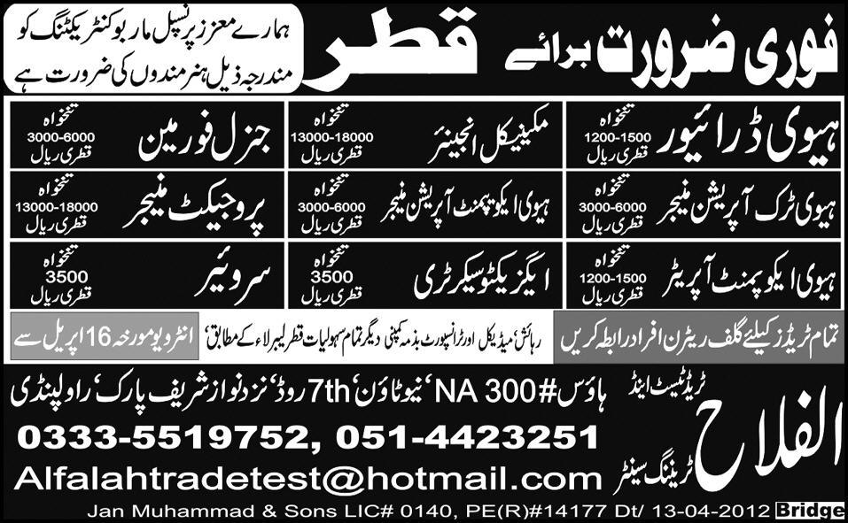 Managers, Operators, Drivers and Surveyors Jobs