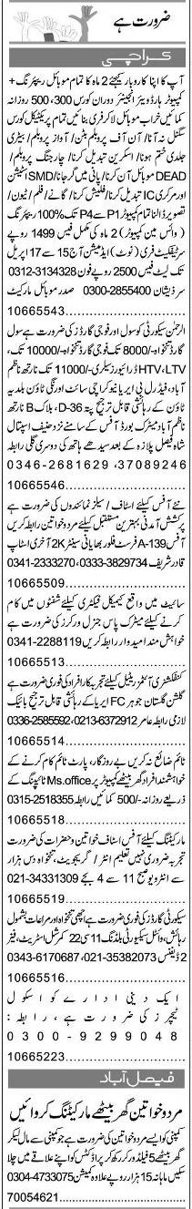 Classified Karachi Express Misc. Jobs