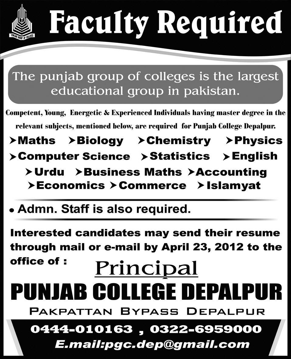 The Punjab Group of Colleges Jobs
