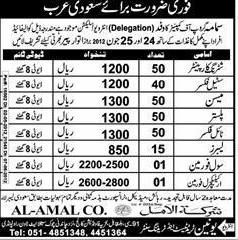 Construction Staff Required by SAMAMA Group of Companies