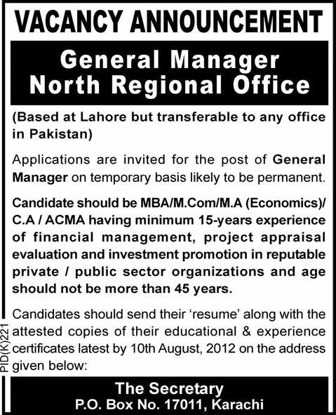 General Manager Required by a Company