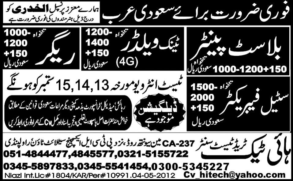 Blast Painter and Mechanical Staff Required for Saudi Arabia