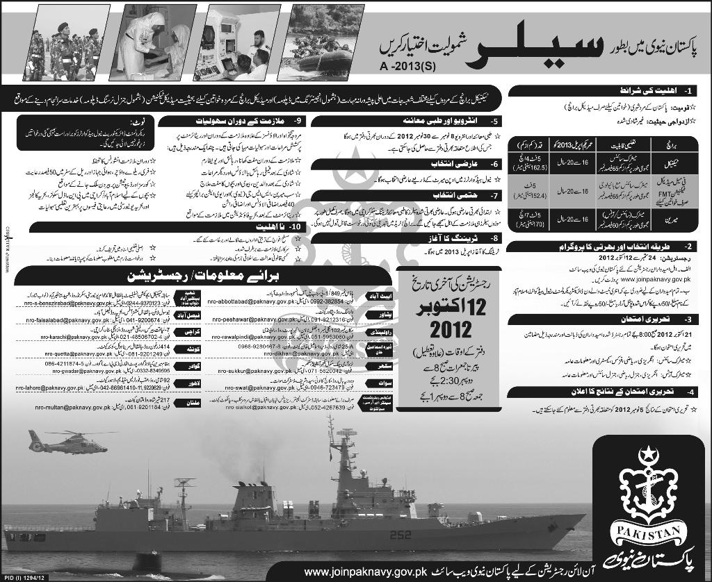 Join Pakistan Navy as Sailor (Government Job) (Pakistan Navy Jobs)