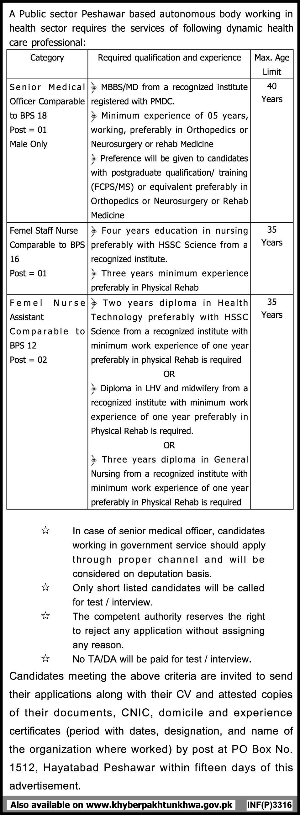 Medical Officers and Female Nurses Required by a Public Sector Health Organization