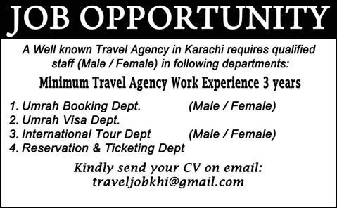 Jobs at a Travel Agency in Karachi