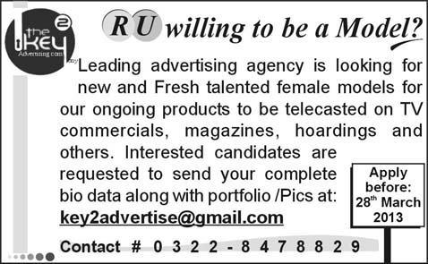 Female Models Jobs in an Advertising Agency