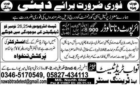 Electrician / Plumber Instructor Jobs in Mirpur AJK 2013 November at Nawab Trade Test & Training Center