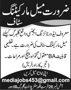 Sales & Marketing Jobs in Lahore 2014 / 2013 December at an Advertising Agency