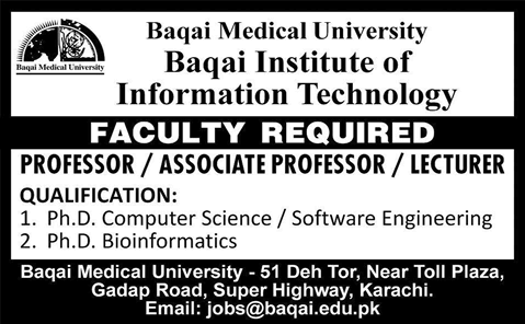 Baqai Institute of Information Technology Karachi Jobs 2015 June Teaching Faculty Latest
