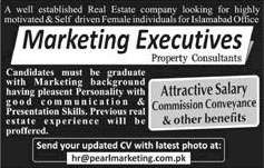 Female Marketing Executive Jobs in Islamabad July 2017 at Pearl Marketing Latest