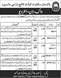Pakistan Scout Cadet College Mansehra Jobs 2018 May Lecturers, Drill Instructor & Others Walk in Interview Latest