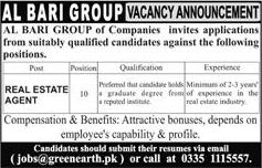 Real Estate Agent Jobs in Al Bari Group Pakistan 2018 May Latest