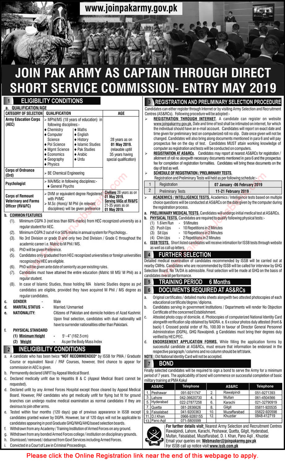 Join Pakistan Army as Captain 2019 through Direct Short Service Commission Online Registration Latest