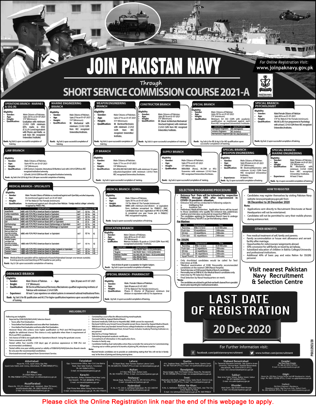 Join Pakistan Navy through Short Service Commission Course December 2020 2021-A Online Registration Latest