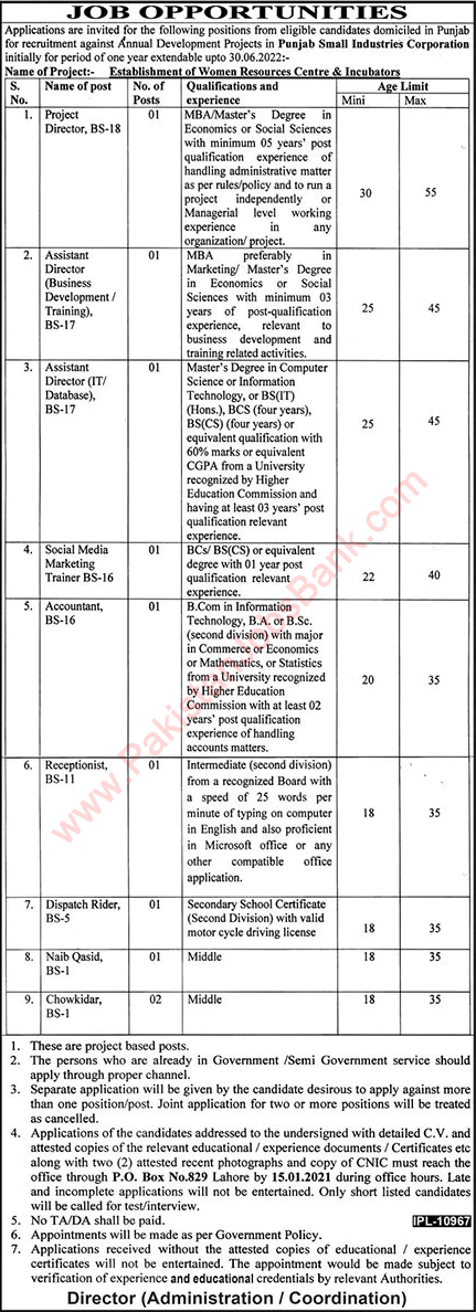 Punjab Small Industries Corporation Jobs December 2020 / 2021 PSIC Assistant Directors & Others Latest