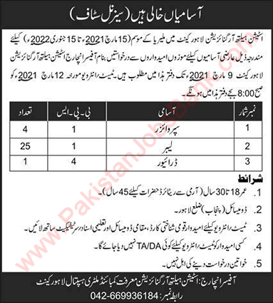 Station Health Organization Lahore Jobs 2021 February Labors & Others Latest