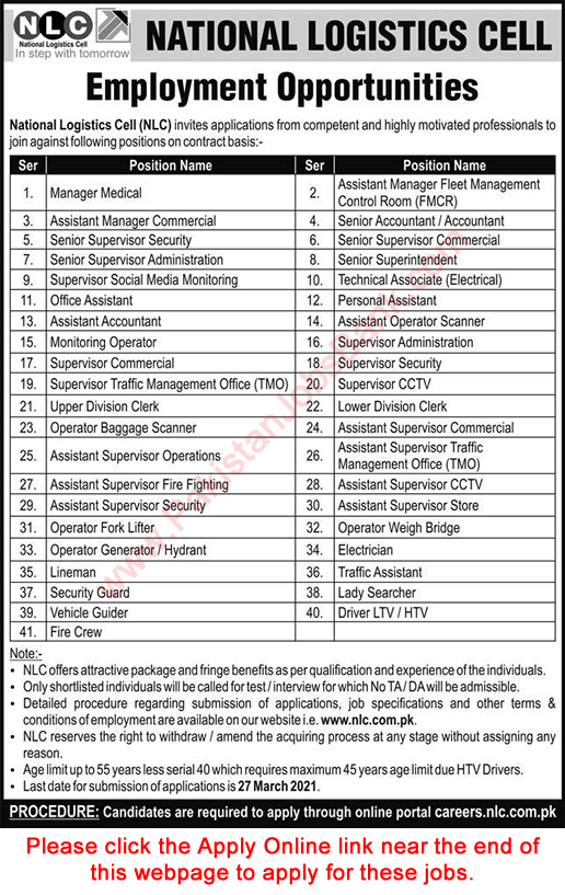 NLC Jobs March 2021 Apply Online National Logistics Cell Pakistan Latest