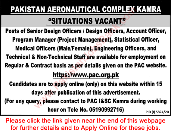 Pakistan Aeronautical Complex Kamra Jobs 2021 April PAC Apply Online Latest