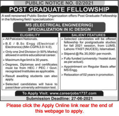 www.careerjobs1737.com MS Postgraduate Fellowships 2021 June Apply Online NDC / NESCOM Latest