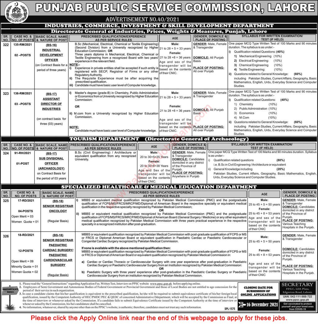 PPSC Jobs December 2021 Apply Online Consolidated Advertisement No 40/2021 Latest