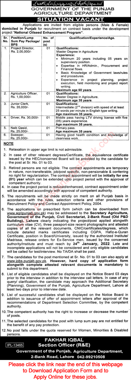 Agriculture Department Punjab Jobs 2022 January Online Application Form Clerks & Others Latest