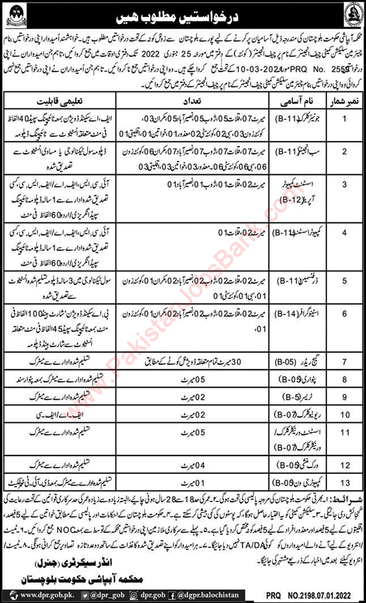 Irrigation Department Balochistan Jobs 2022 Sub Engineers, Clerks & Others Latest