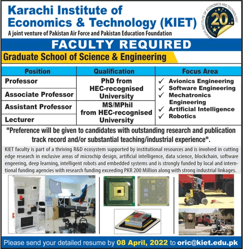 Teaching Faculty Jobs in Karachi Institute of Economics and Technology 2022 March Latest