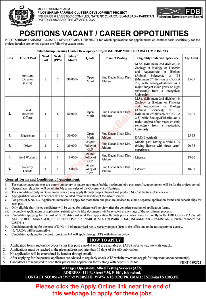 Livestock and Fisheries Department Punjab Jobs April 2022 FBD Jhelum ATS Apply Online Field Workers & Others Latest