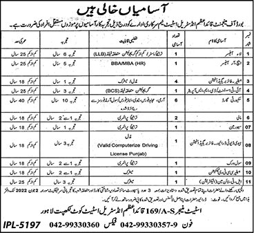 Quaid e Azam Industrial Estate Lahore Jobs May 2022 Security Guards, Helpers & Others Latest