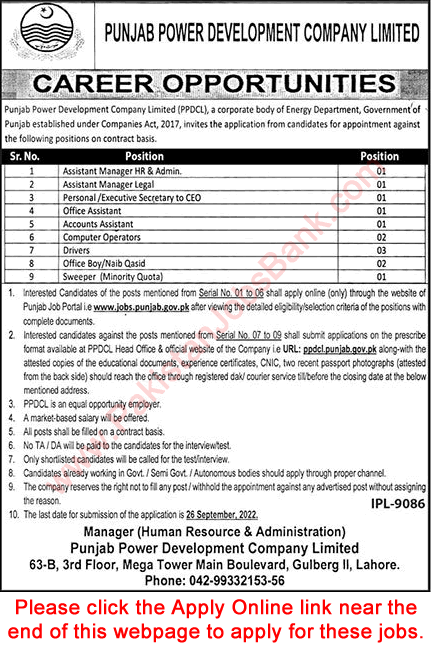 Punjab Power Development Company Jobs 2022 September Apply Online Drivers, Assistants & Others Latest