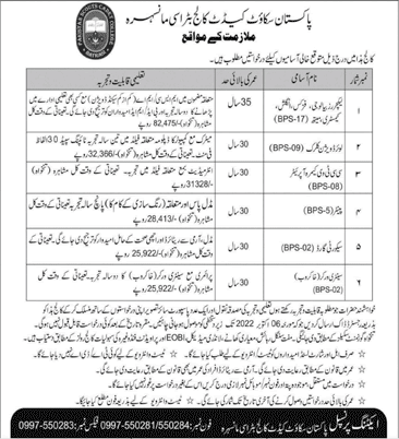 Pakistan Scouts Cadet College Batrasi Mansehra Jobs September 2022 Lecturers & Others Latest
