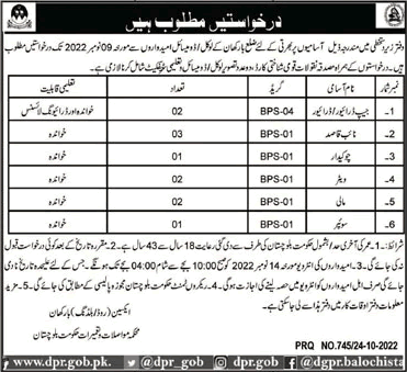 Communication and Works Department Balochistan Jobs October 2022 Naib Qasid & Others Latest