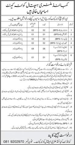 CMH Quetta Jobs 2023 February Sanitary Workers & Others Combined Military Hospital Latest
