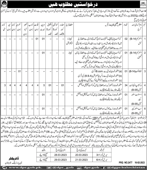 Directorate of Manpower and Training Balochistan Jobs 2023 February Workshop Attendants & Others Latest
