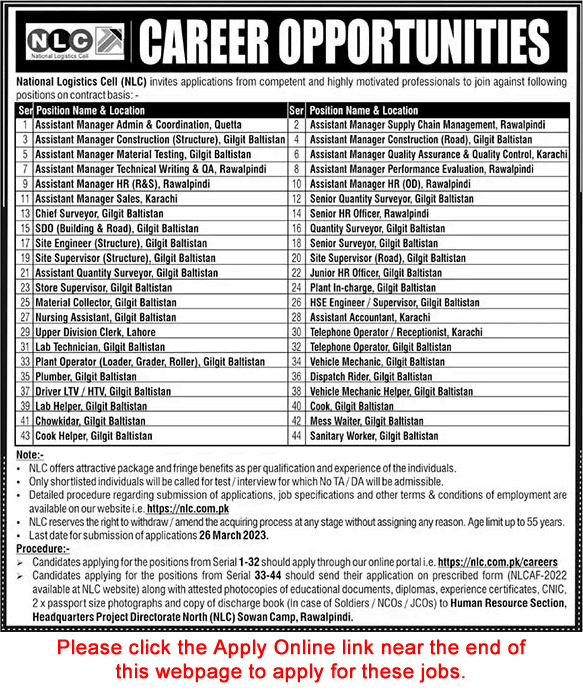 NLC Jobs March 2023 Apply Online Assistant Managers & Others National Logistics Cell Latest