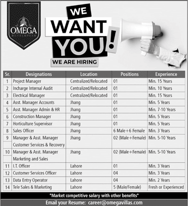 Omega Developers Jobs 2023 March Sales Officers & Others Latest