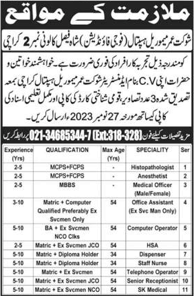 Shaukat Omar Memorial Hospital Karachi Jobs 2023 November Medical Officers & Others Latest